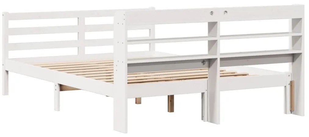 Estrutura de cama c/ cabeceira 150x200 cm pinho maciço branco