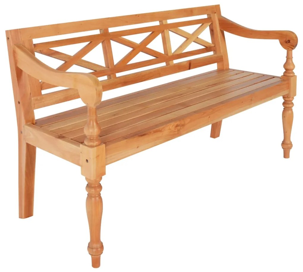 vidaXL Banco Batávia 123 cm madeira de mogno maciça castanho-claro