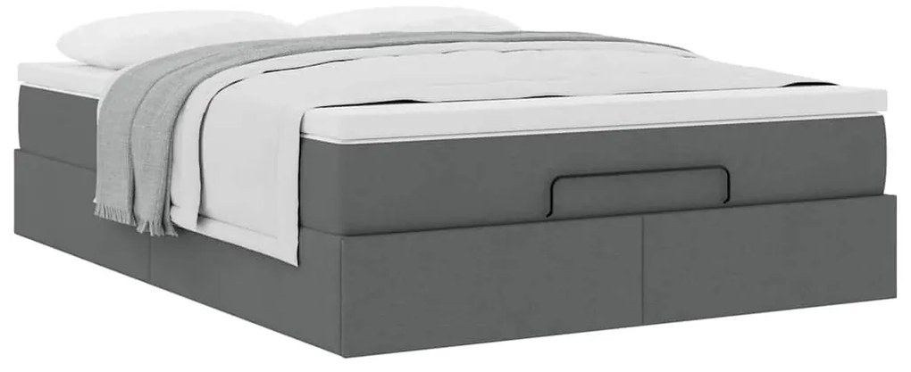 Estrutura de cama otomana com colchão 140x190cm cinzento escuro