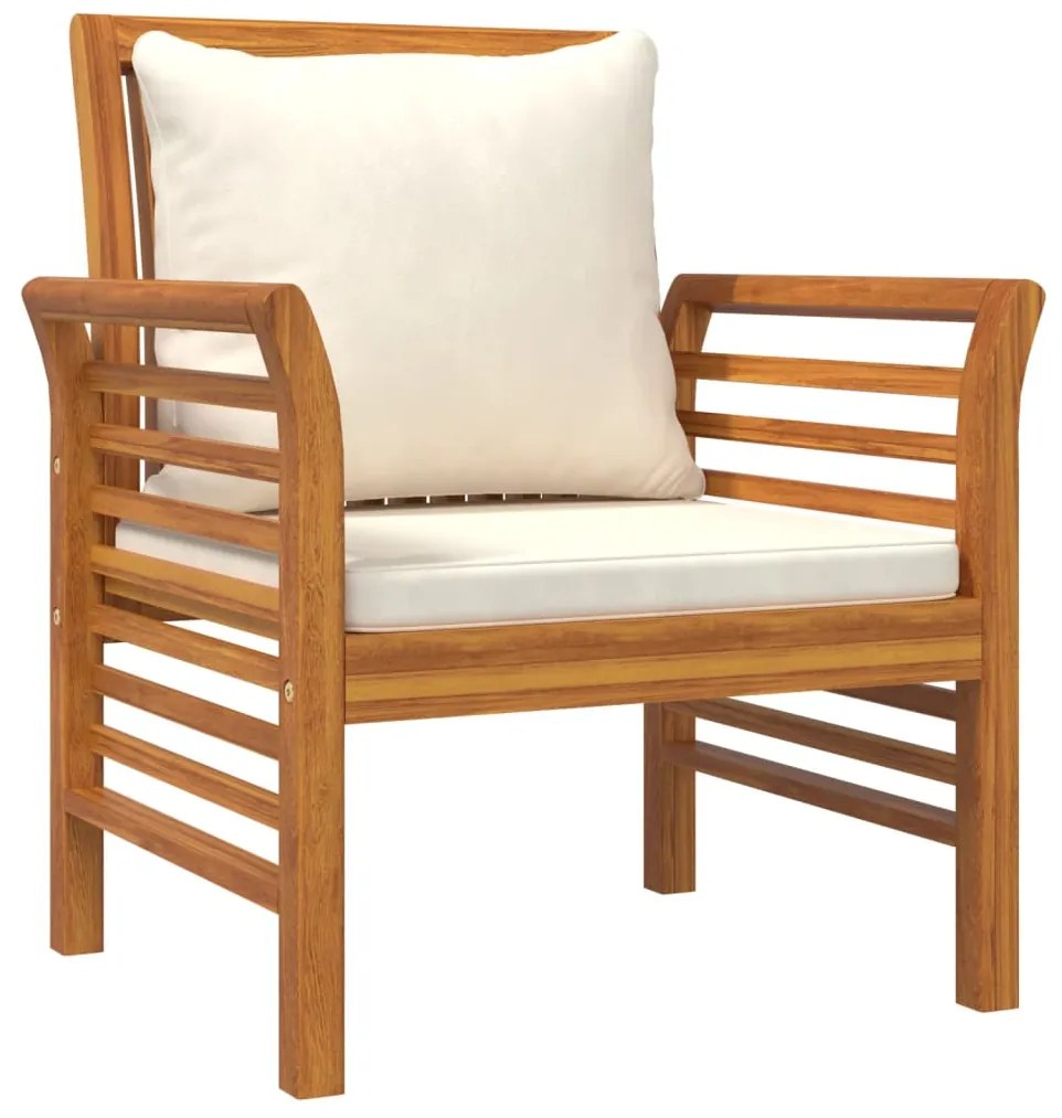 Cadeirões com almofadões branco nata 2 pcs acácia maciça