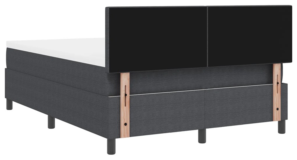 Cama Box Spring com Colchão Cinza Escuro 140x200 cm Tecido Corduroy