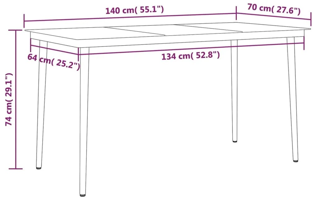 5 pcs Conjunto de jantar para jardim preto