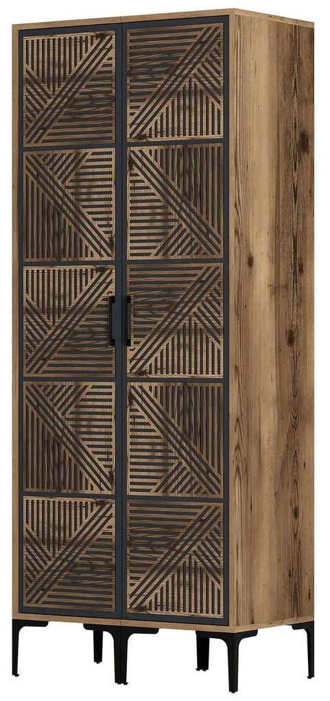 Roupeiro Kumsal PP – Nogueira/Antracite – 80x47,5x201,4 cm