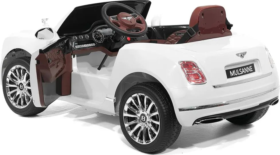 Carro elétrico para crianças até aos 5 anos Bentley Mulsanne 12V, pneus de borracha EVA, controlo remoto Branco