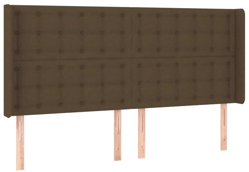 Cabeceira de cama c/ luzes LED tecido 203x16x118/128cm castanho