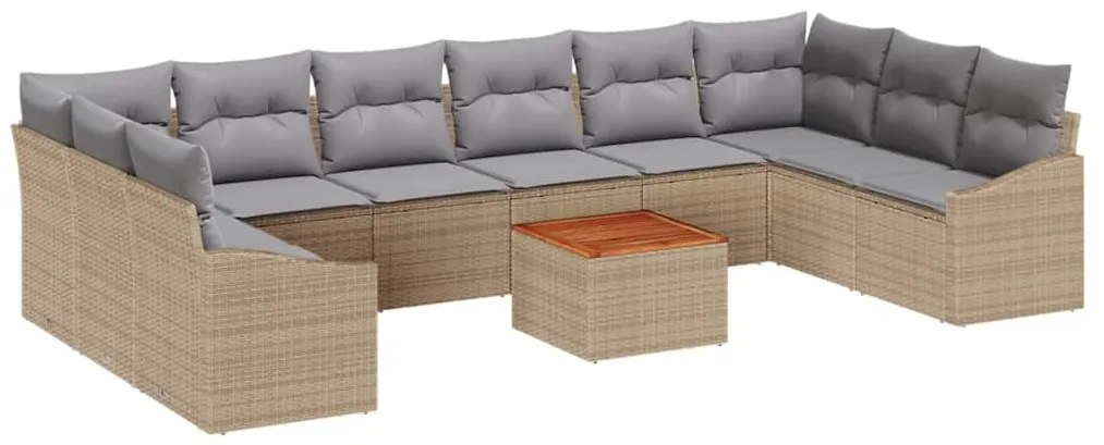 Conjunto de Sofá de Jardim com 11 Peças e Almofadas em Rattan Poliéste