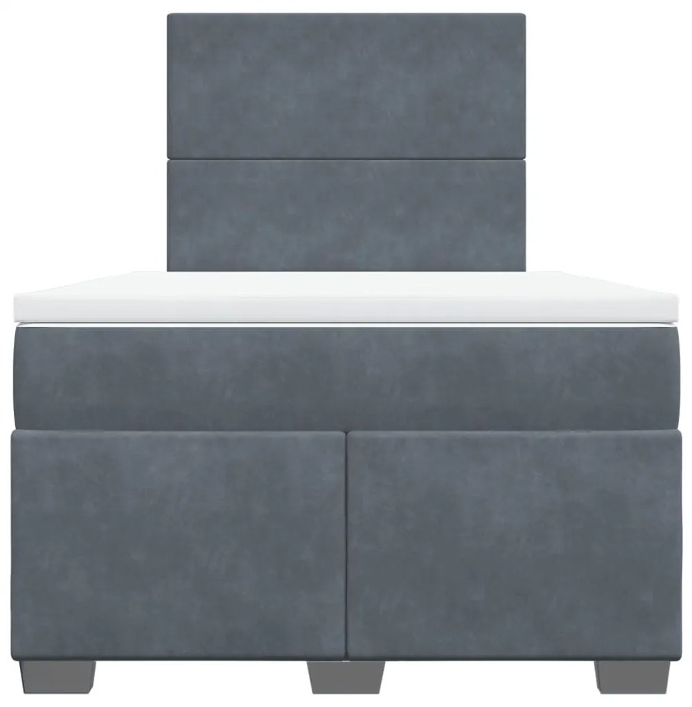 Cama boxspring com colchão 120x200 cm veludo cinzento-escuro