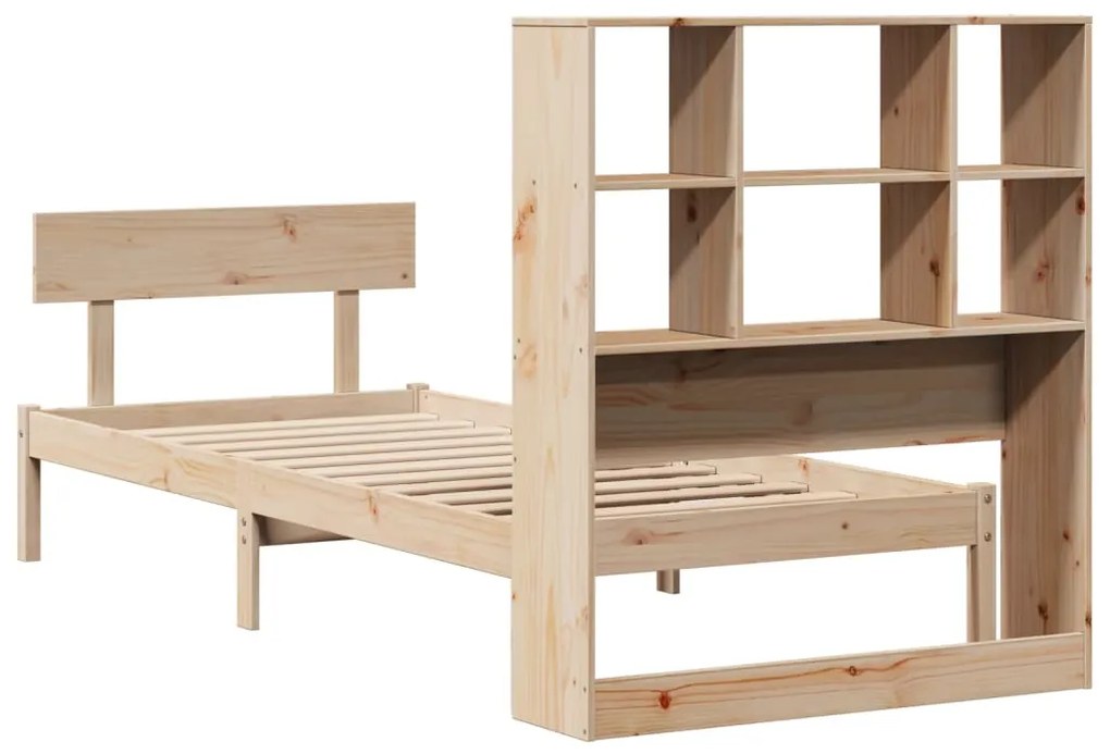 Cama com estante sem colchão 90x200 cm pinho maciço
