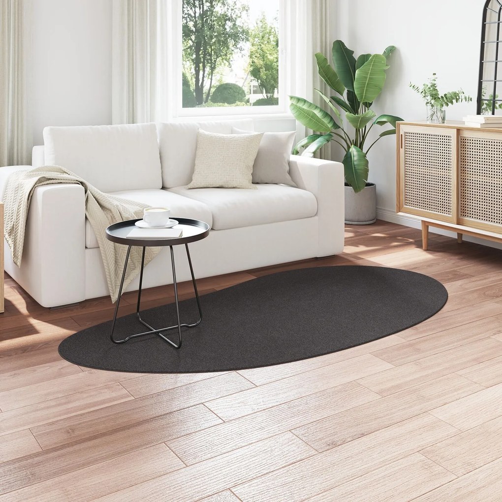 Tapete de área Antracite 100x200 cm Poliéster Antiderrapante