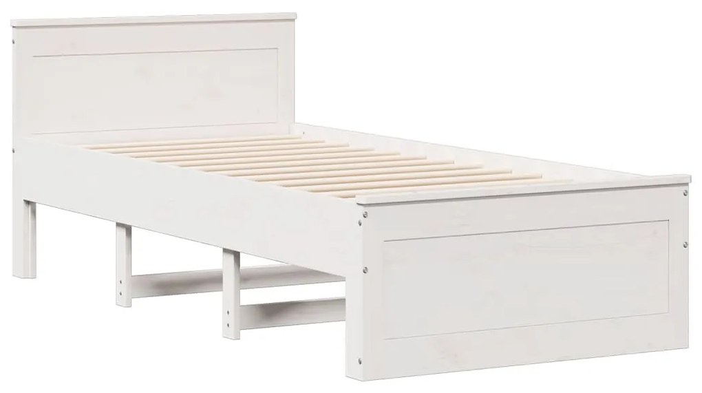 Cama com estante sem colchão 100x200 cm pinho maciço branco