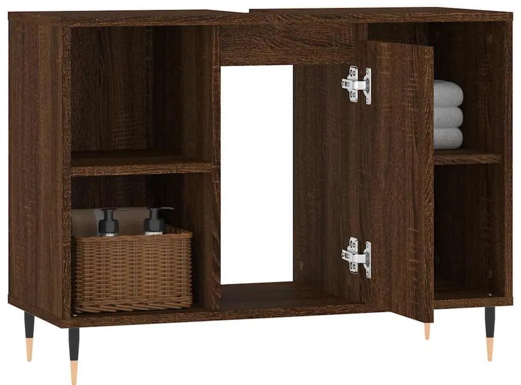 Armário casa banho 80x33x60 cm deriv.madeira carvalho castanho