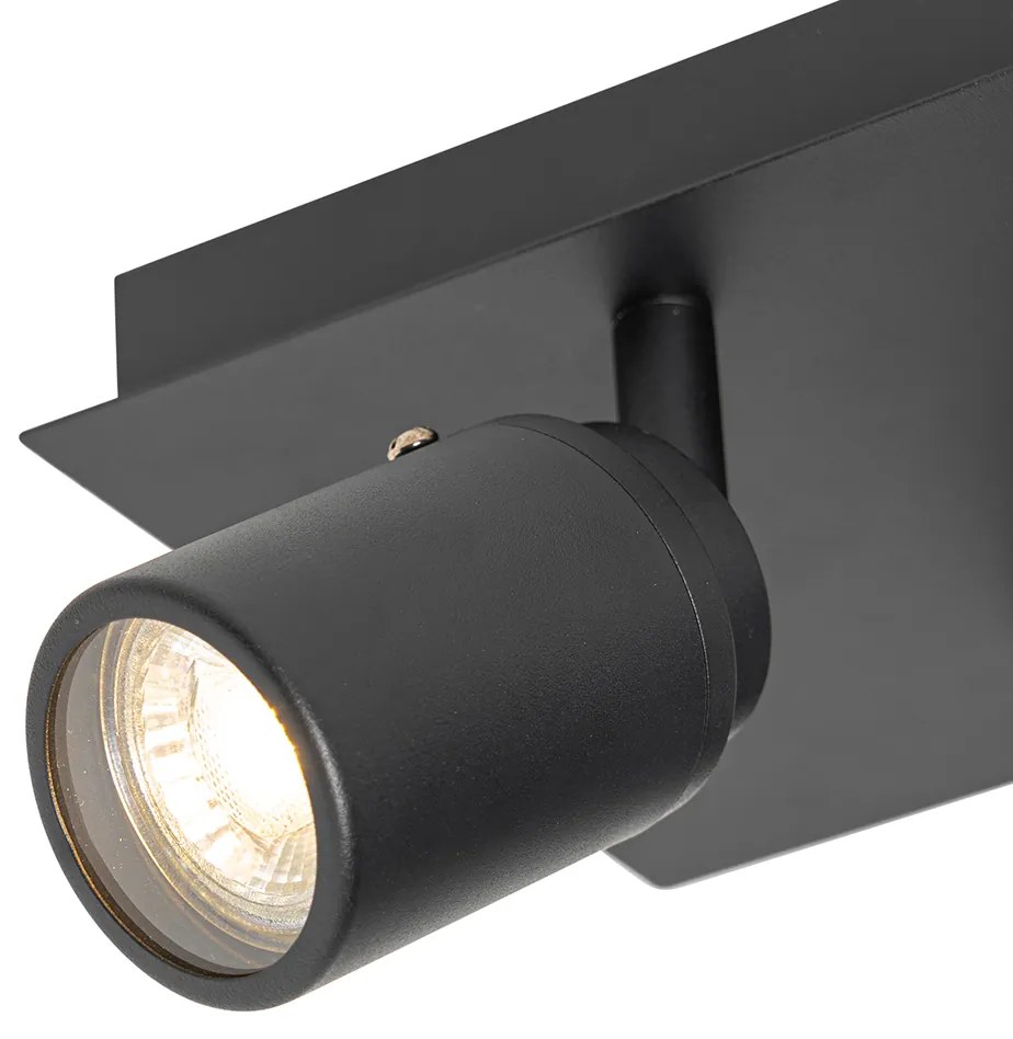 LED Foco de teto inteligente preto quadrado IP44 com 2 GU10 Wi-Fi - Ducha Moderno
