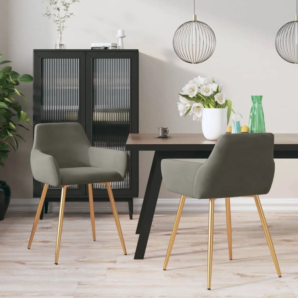 vidaXL Cadeiras de jantar 2 pcs veludo cinzento-escuro