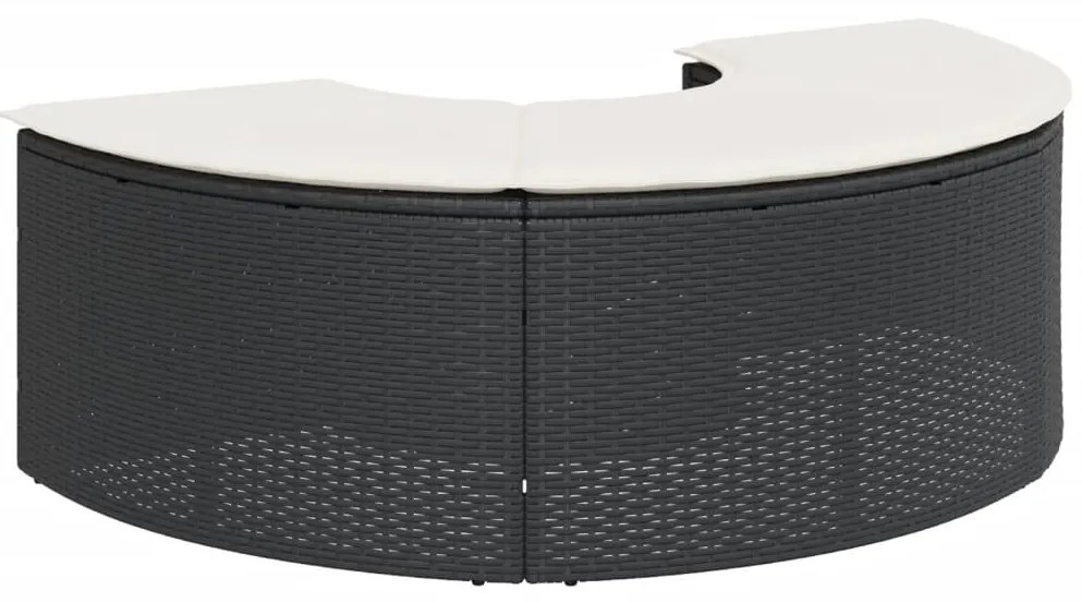 Apoio de pés para jardim com almofadão vime PE preto