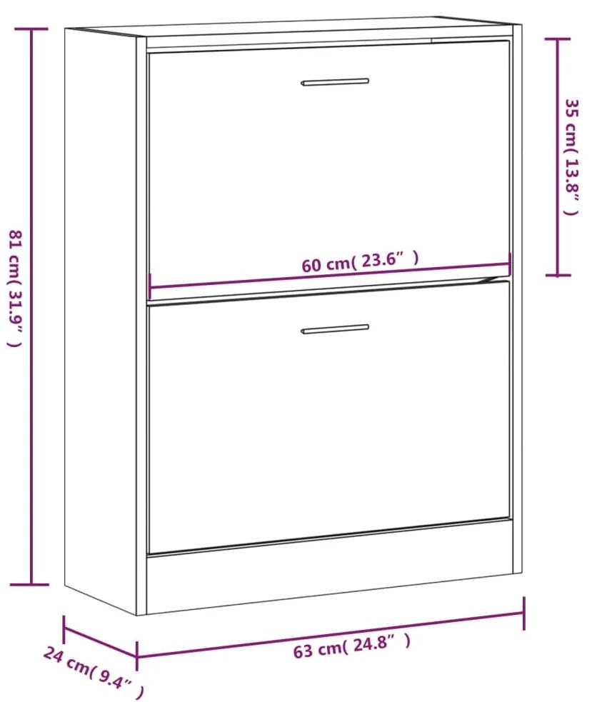 Sapateira 63x24x81 cm derivados de madeira sonoma cinza