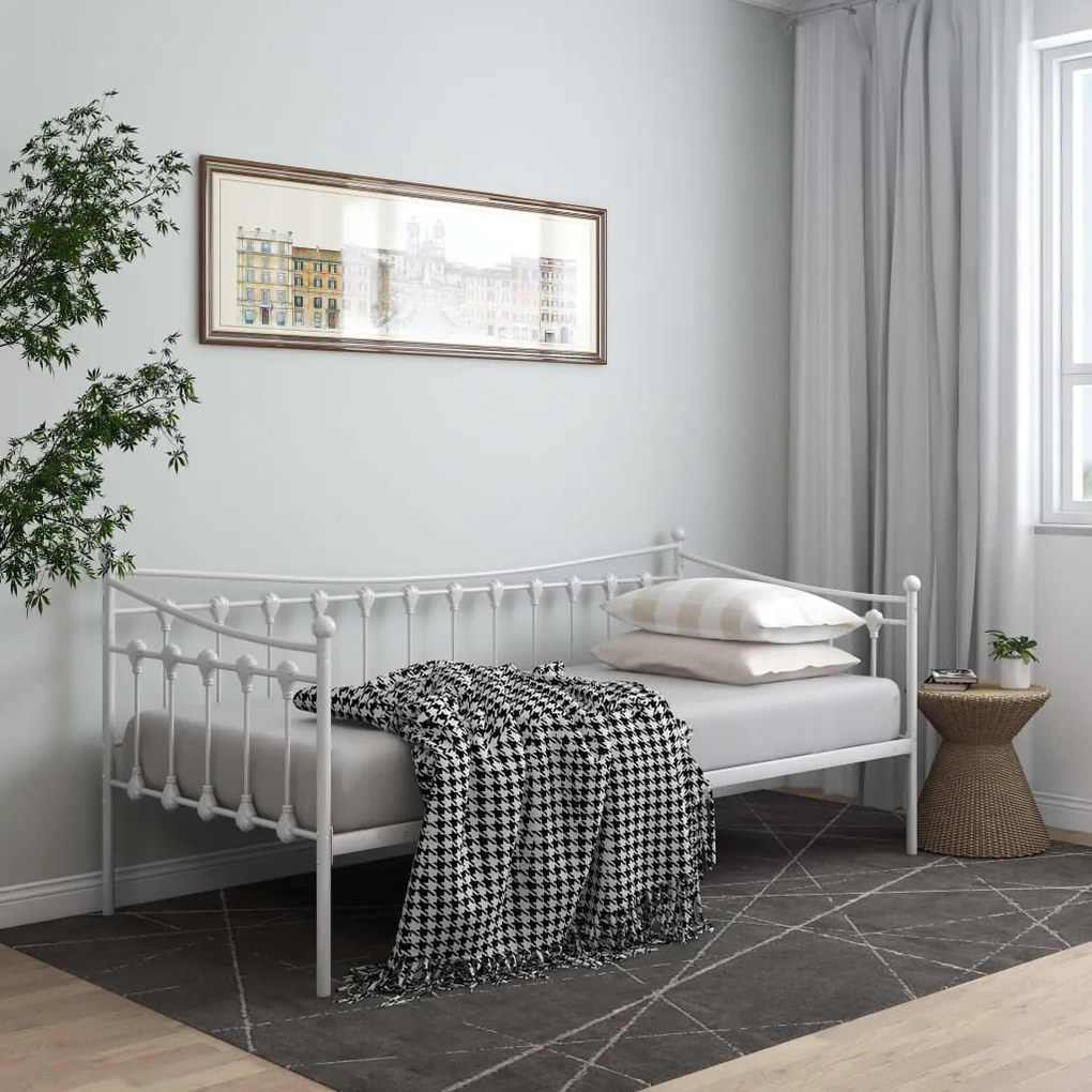 Sofá-cama 90x200 cm metal branco