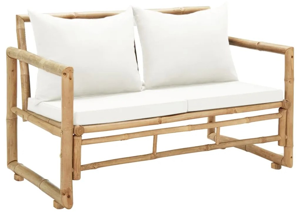 43157 vidaXL Sofá de jardim de 2 lugares com almofadões de bambu