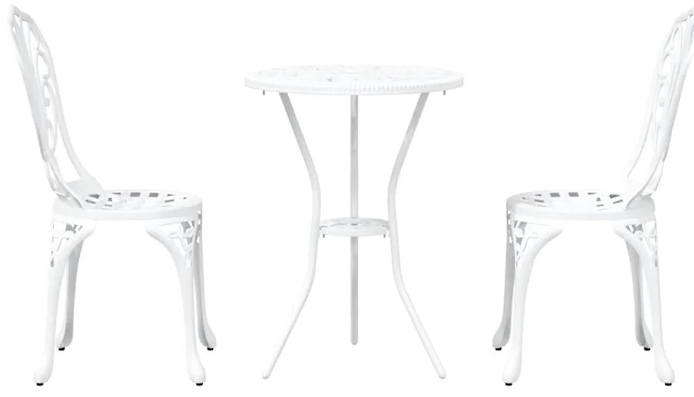 Conjunto de Bistrô de Jardim 3 Peças vidaXL Alumínio Fundido Branco