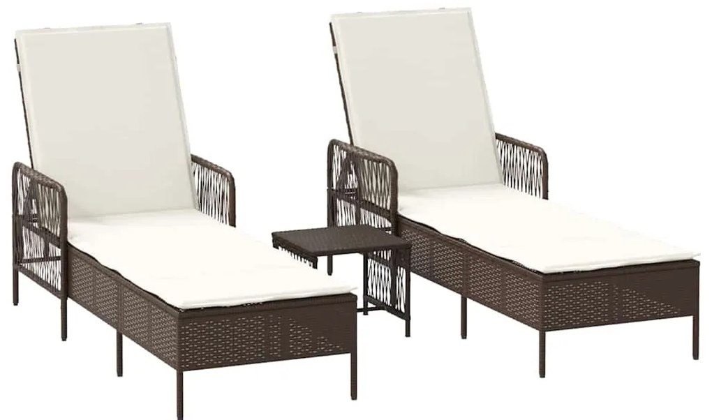 Conjunto de Espreguiçadeira Conjunto de 3 Marrons e creme