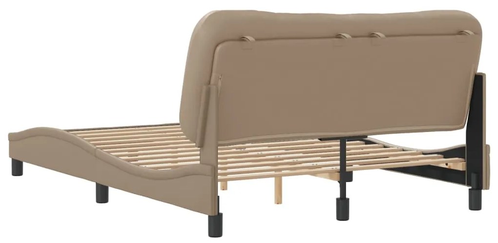 Estrutura cama cabeceira 140x200 cm couro artificial cappuccino