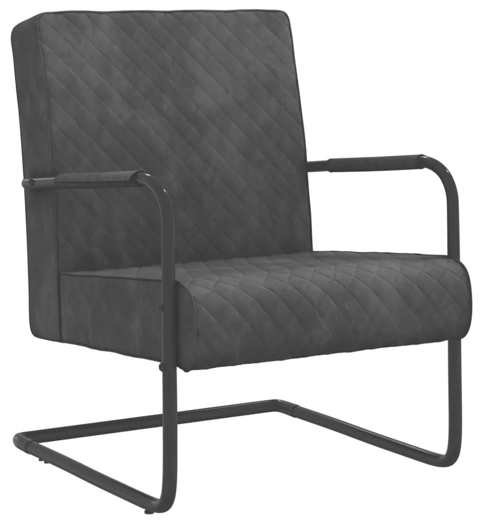 325725 vidaXL Cadeira cantilever veludo cinzento-escuro