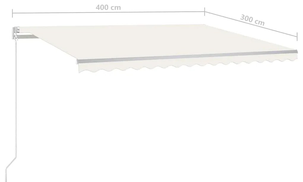 Toldo retrátil automático com postes 4x3 m cor creme