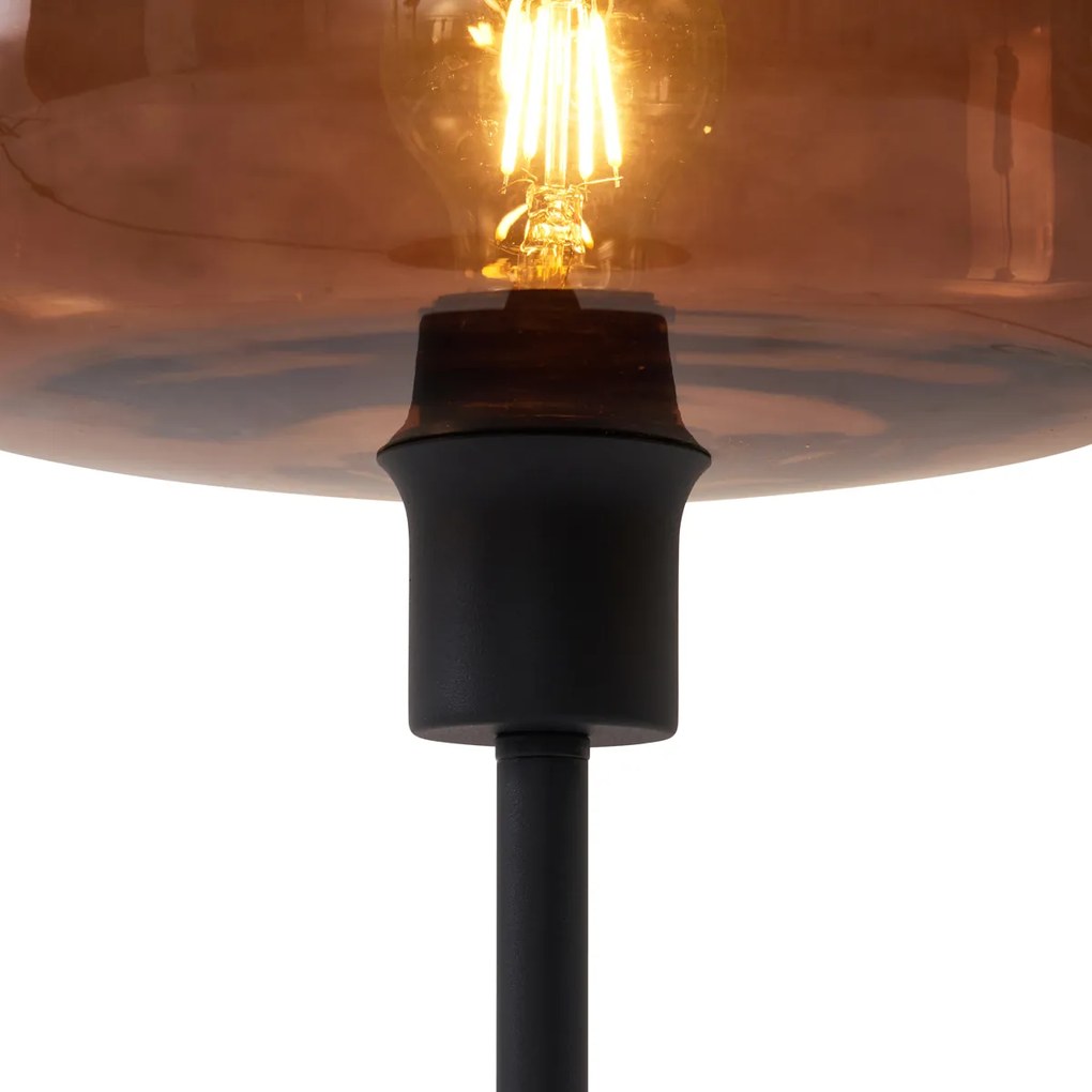 Candeeiro de Mesa Retro Preto com Vidro Bronze - Bizle