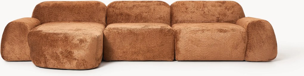 Sofá de canto modular em teddy-bouclé Wolke (4 lugares)