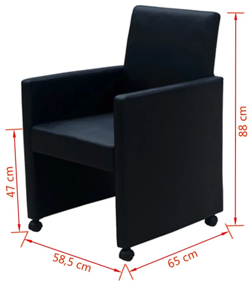 Cadeiras de jantar 2 pcs couro artificial preto