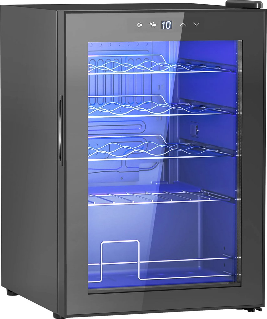 HOMCOM Frigorífico para Vinhos 20 Garrafas com Compressor, Porta Anti-UV, 5-18 °C, Painel Tátil, Luz LED, 39 dB, Preto | Aosom Portugal