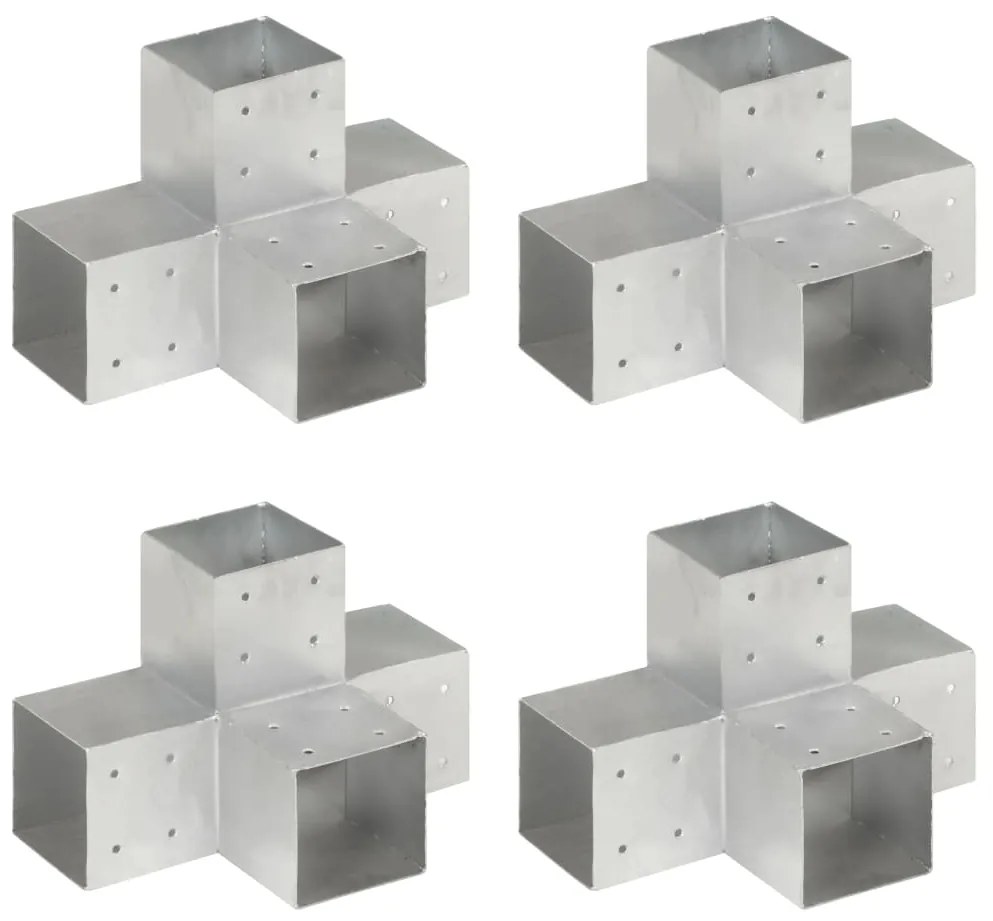 vidaXL Bases p/ poste em forma de X 4 pcs 101x101 mm metal galvanizado