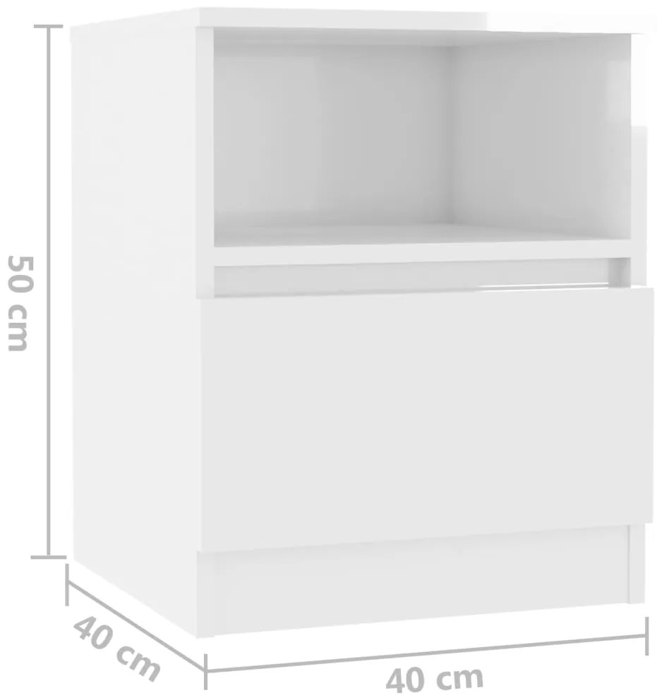 Mesa de cabeceira derivados de madeira branco brilhante