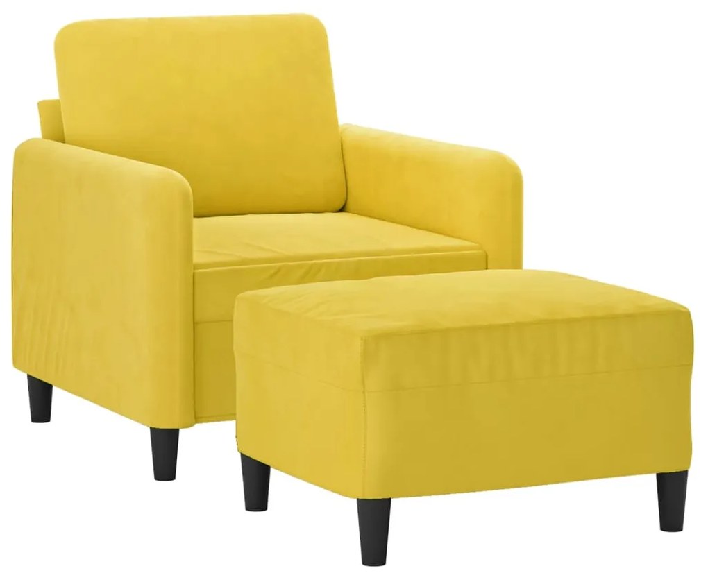 Poltrona com apoio de pés 60 cm veludo amarelo