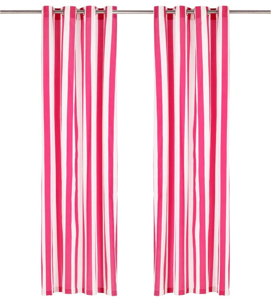 vidaXL Cortinas c/ argolas metal 2 pcs tecido 140x175 cm riscas rosa