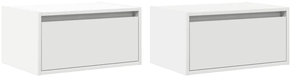 Mesas de cabeceira de parede com luzes LED 2 pcs branco