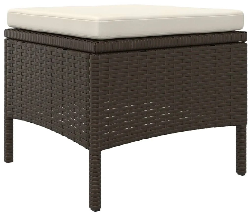 Sofá de jardim de 2 lugares com mesa e bancos vime PE castanho