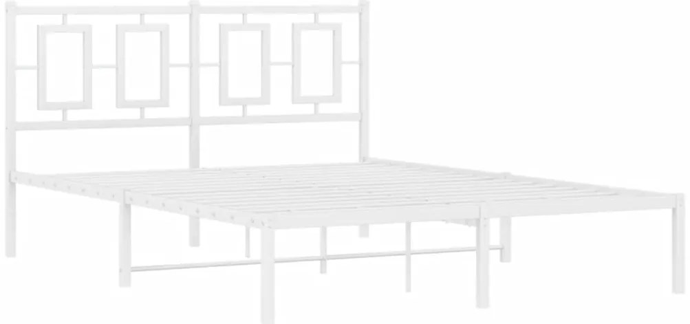 Estrutura de cama com cabeceira 135x190 cm metal branco