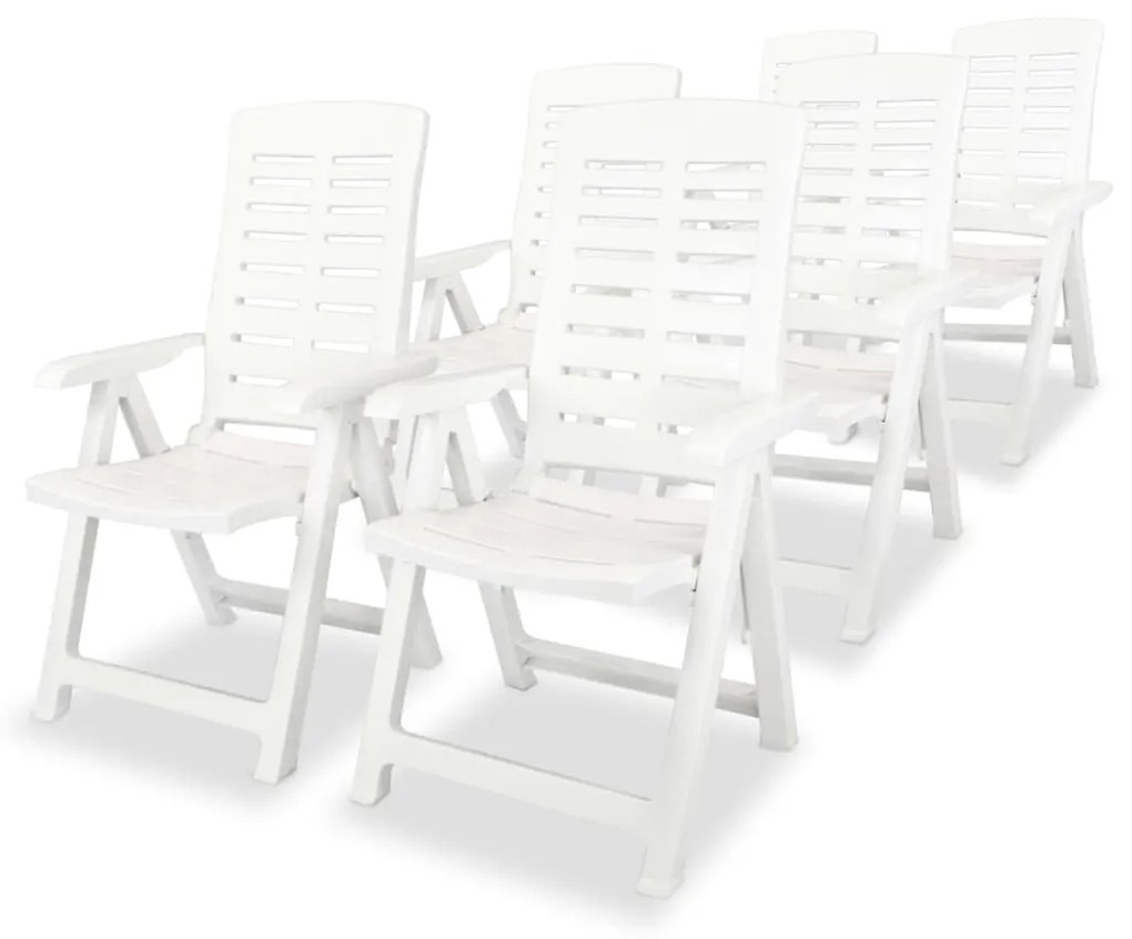 vidaXL Cadeiras de jardim reclináveis 6 pcs plástico branco