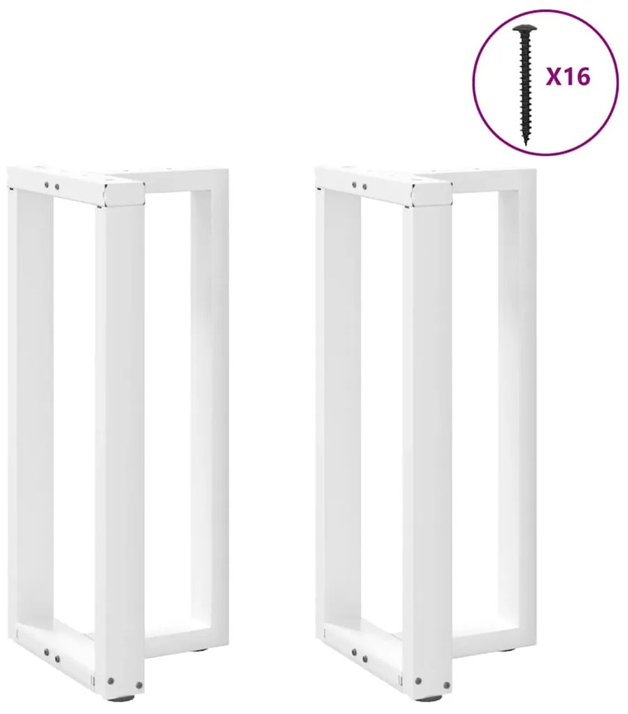 vidaXL Pés de mesa de bar em forma de T, 2 peças, branco, 40x35x(90-91) cm, aço