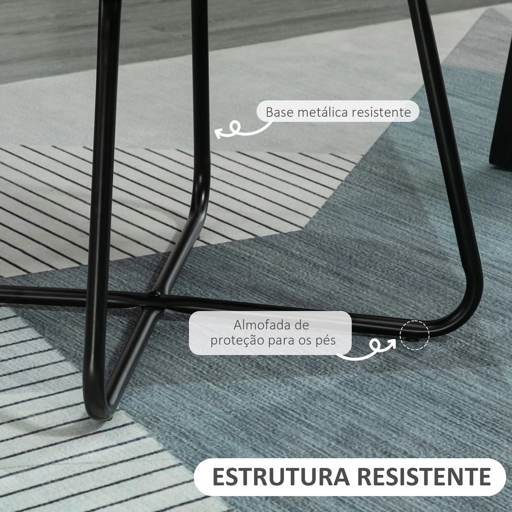 Cadeira de Sala de Jantar Estofada em Veludo com Base Metálica Cruzada Cadeira de Leitura 60x56,5x85 cm Cinza
