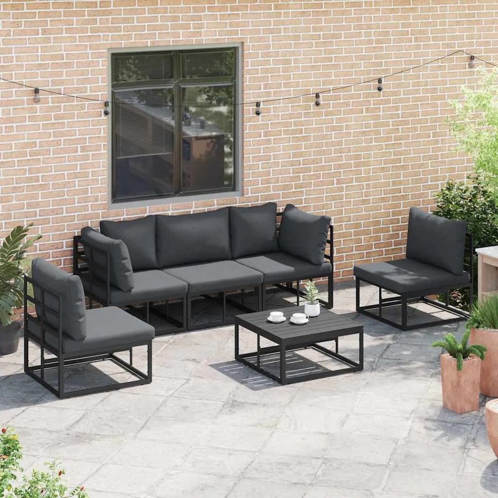 Conjunto de Sofá de Jardim 5 pcs Preto 213 x 71.5 x 71 cm