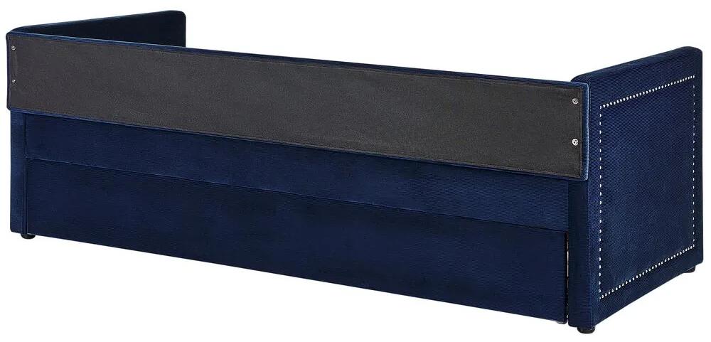 Cama dupla em bombazine azul marinho 90 x 200 cm MIMIZAN Beliani