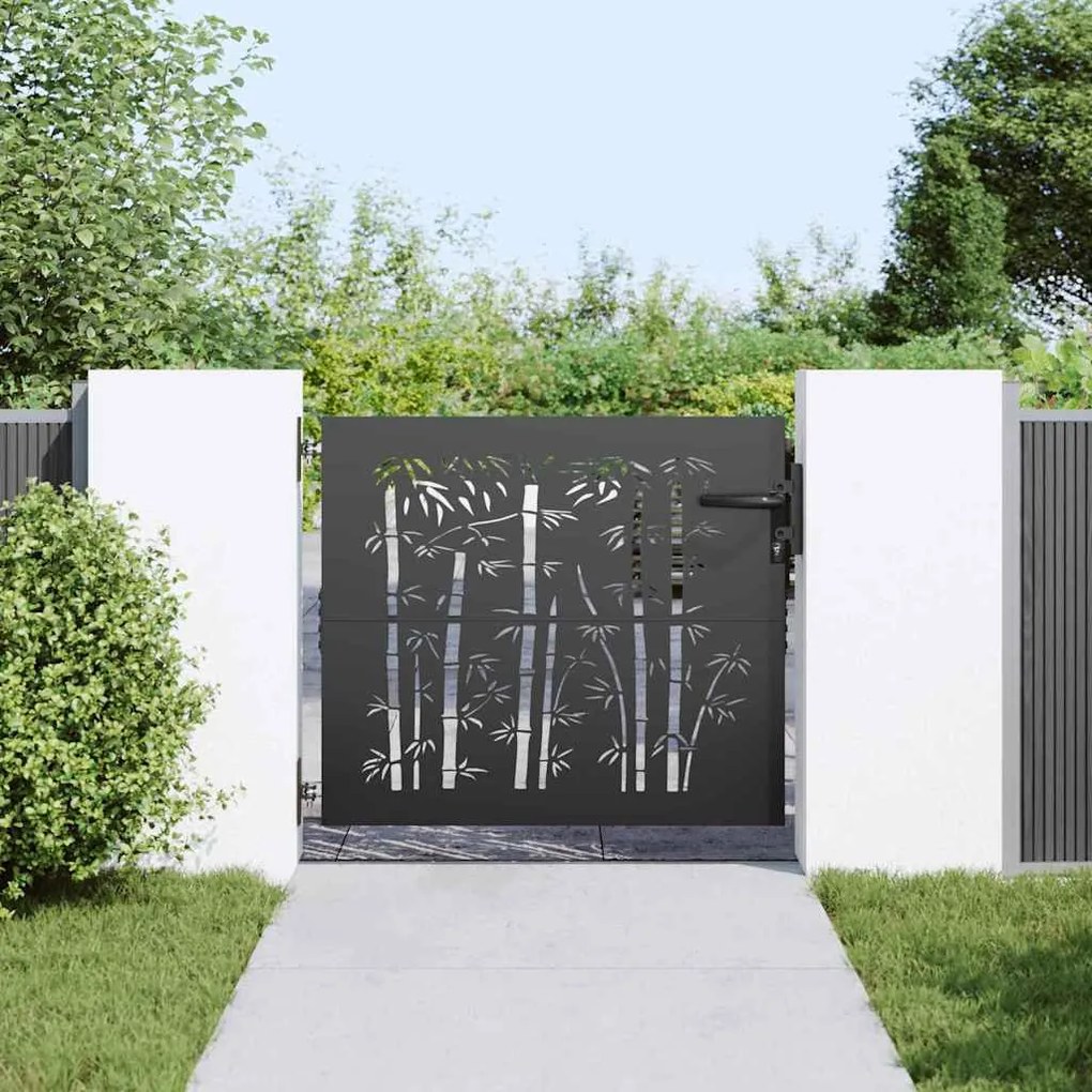 Portão de Jardim Preto 105 x 100 cm Aço com Revestimento em Pó
