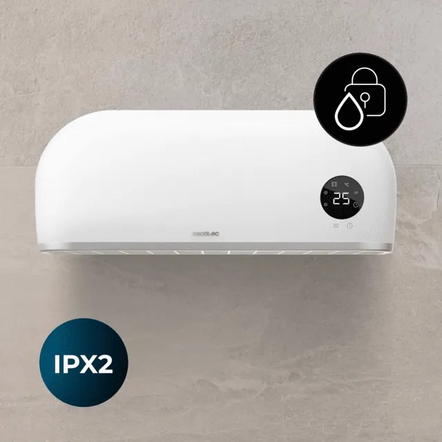 Aquecedor de Casa de Banho cerâmico com 2.000 W ReadyWarm 2000 Max Box Ceramic, display LED, controle remoto e proteção IPX2