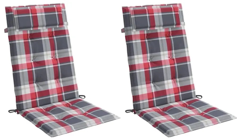 Almofadões p/ cadeira encosto alto 2 pcs oxford xadrez vermelho
