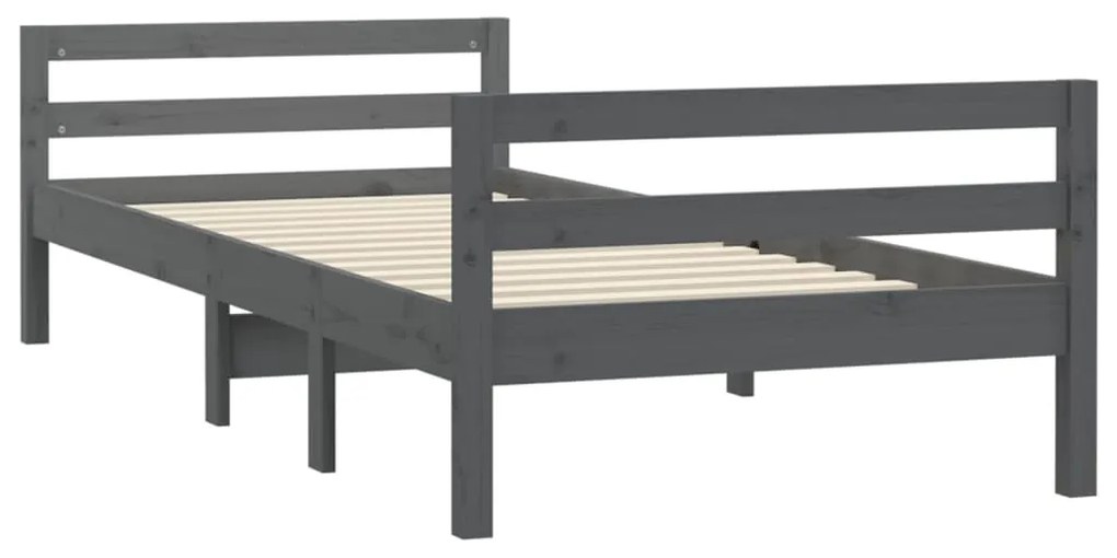 Estrutura de cama 75x190 cm madeira de pinho maciça cinzento