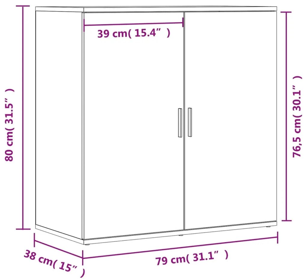 Aparadores 2 pcs 79x38x80 cm derivados de madeira preto