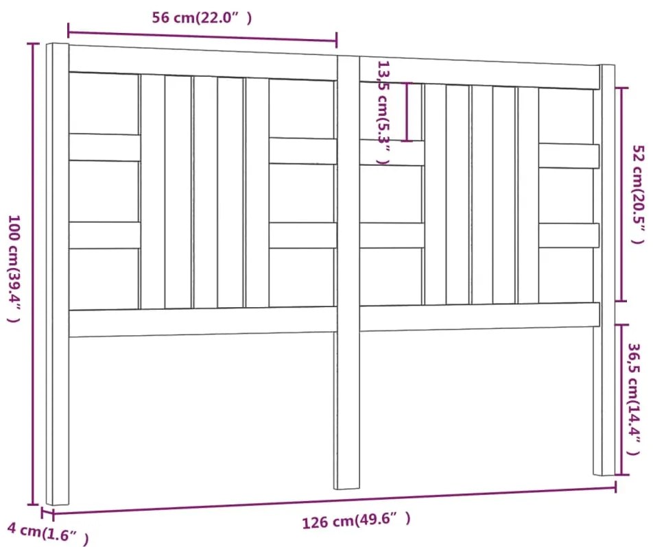 Cabeceira de cama 126x4x100 cm pinho maciço branco