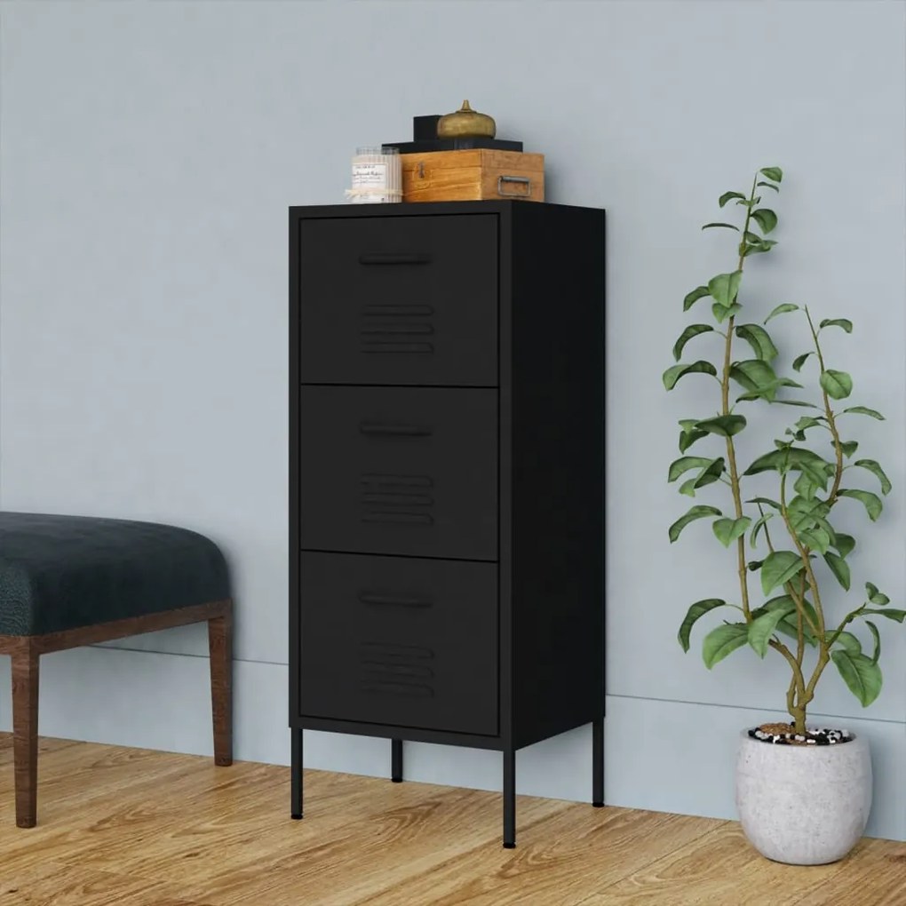 336187 vidaXL Armário de arrumação aço 42,5x35x101,5 cm preto