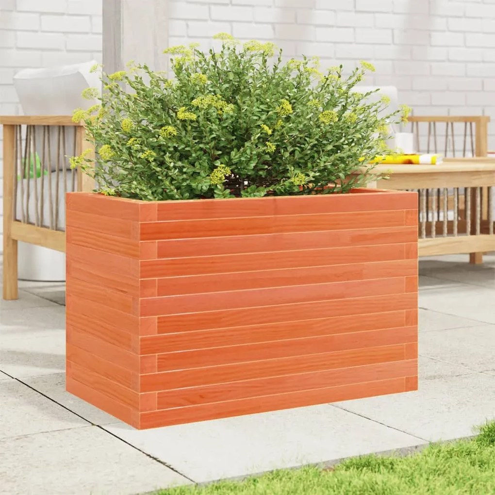 Vaso/floreira de jardim 70x40x46 cm pinho maciço castanho mel